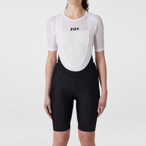 Fdx Womens Black Gel Padded Cycling Bib Shorts For Summer Best Breathable Outdoor Road Bike Short Length Bib - Essential