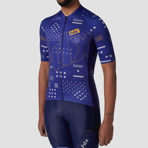 Fdx Mens Road Cycling Short Sleeve Jersey Blue for Summer Best Road Bike Wear Top Light Weight, Full Zipper, Pockets & Hi-viz Reflectors - All Day