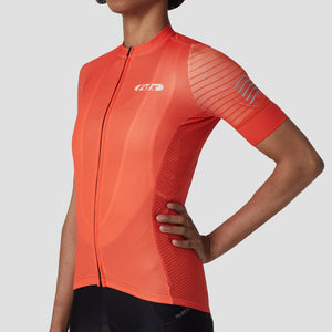 FDX Women’s Orange short sleeves cycling jersey breathable quick dry top, lightweight skin friendly half sleeves summer biking shirt for outdoor sports