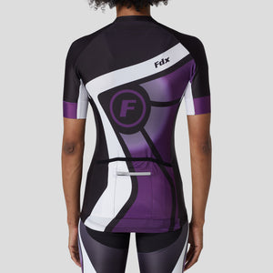FDX Purple & Black Women Half Sleeve Hot Season Cycling Jersey Quick Dry & Breathable Skin friendly Lightweight Summer Shirt Reflective Strips Secure Pockets Sport & Outdoor - Signature