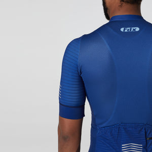 Fdx Mens Breathable Short Sleeve Cycling Jersey Blue for Summer Best Road Bike Wear Top Light Weight, Full Zipper, Pockets & Hi-viz Reflectors - Essential