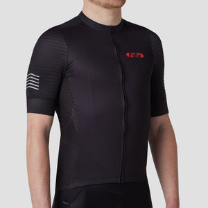 Fdx Short Sleeve Cycling Jersey for Mens Black, Summer Best Road Bike Wear Top Light Weight, Full Zipper, Pockets & Hi-viz Reflectors - Essential