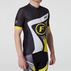 Fdx Mens Road Cycling Short Sleeve Cycling Jersey Yellow & Black for Summer Best Road Bike Wear Top Light Weight, Full Zipper, Pockets & Hi-viz Reflectors - Signature
