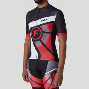 Fdx Mens Road Cycling Short Sleeve Cycling Jersey Red & Black for Summer Best Road Bike Wear Top Light Weight, Full Zipper, Pockets & Hi-viz Reflectors - Signature