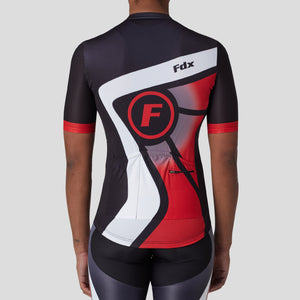 Fdx Summer Cycling Short Sleeve Jersey for Mens Red Summer Best Road Bike Wear Top Light Weight, Full Zipper, Pockets & Hi-viz Reflectors - Signature