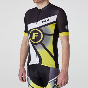 Fdx Summer Cycling Short Sleeve Jersey for Mens Yellow Summer Best Road Bike Wear Top Light Weight, Full Zipper, Pockets & Hi-viz Reflectors - Signature