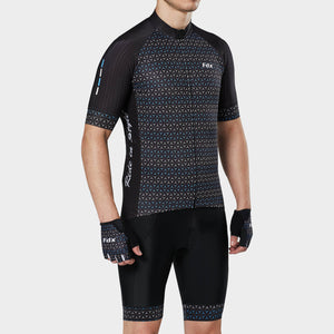 Fdx Mens Road Cycling Short Sleeve Jersey Black for Summer Best Road Bike Wear Top Light Weight, Full Zipper, Pockets & Hi-viz Reflectors - Vega
