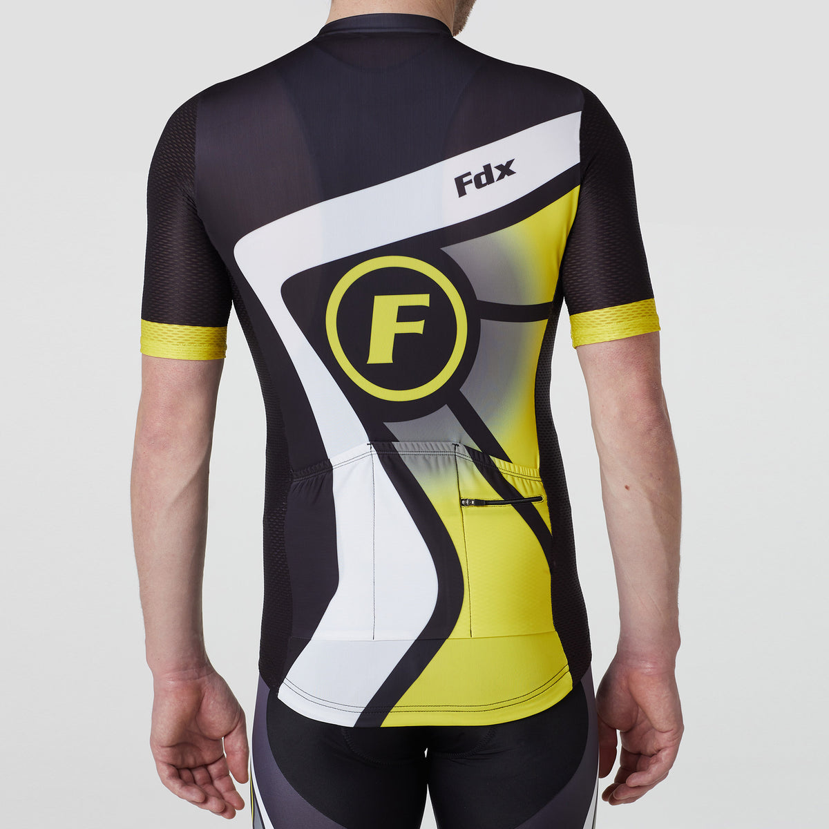 Fdx Mens Breathable Yellow & Black Short Sleeve Cycling Jersey for Summer Best Road Bike Wear Top Light Weight, Full Zipper, Pockets & Hi-viz Reflectors - Signature