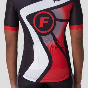 Fdx Mens Pockets Black & Red Short Sleeve Cycling Jersey for Summer Best Road Bike Wear Top Light Weight, Full Zipper, Pockets & Hi-viz Reflectors - Signature