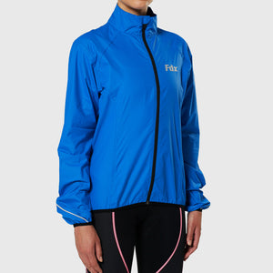 Fdx Women's Blue Thermal Cycling Jacket Waterproof Windproof Lightweight Hi Viz Reflectors & Pockets Winter Cycling Gear UK