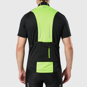 Fdx Mens Reflective Black Short Sleeve Cycling Jersey for Summer Best Road Bike Wear Top Light Weight, Full Zipper, Pockets & Hi-viz Reflectors - Pace