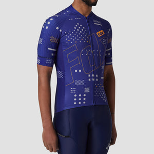 Fdx Summer Cycling Jerseys for Mens Blue Short Sleeve Best Road Bike Wear Top Light Weight, Full Zipper, Pockets & Hi-viz Reflectors - All Day
