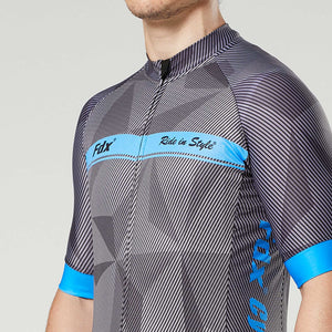 Fdx Mens Summer Cycling Short Sleeve Jersey Blue Best Road Bike Wear Top Light Weight, Full Zipper, Pockets & Hi-viz Reflectors - Splinter