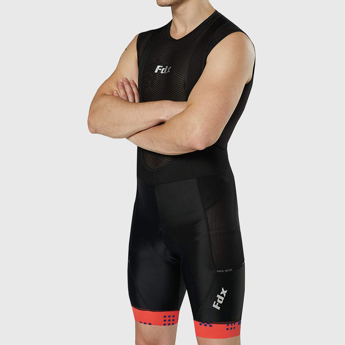 Fdx Mens Red Short Sleeve Cycling Jersey & Gel Padded Bib Shorts Best Summer Road Bike Wear Light Weight, Hi-viz Reflectors & Pockets - All Day