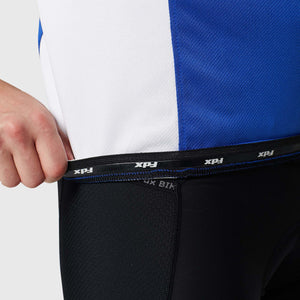 Fdx Mens Road Cycling Short Sleeve Jersey Blue & White for Summer Best Road Bike Wear Top Light Weight, Full Zipper, Pockets & Hi-viz Reflectors - Vertex