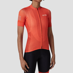 FDX Orange Women Half Sleeve Hot Season Cycling Jersey Quick Dry & Breathable Skin friendly Lightweight Summer Shirt Reflective Strips Secure Pockets Sport & Outdoor - Essential