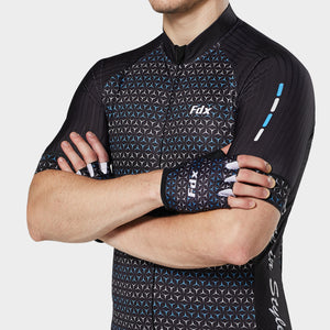 Fdx Mens Breathable Summer Cycling Short Sleeve Jersey Black for Summer Best Road Bike Wear Top Light Weight, Full Zipper, Pockets & Hi-viz Reflectors - Vega