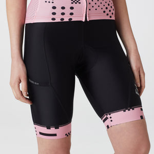 Fdx Women's Gel Padded Cycling Bib Shorts Tea Pink & Black Best Summer Road Bike Wear Light Weight, Hi viz Reflectors & Pockets - All Day