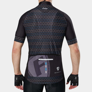 Fdx Mens Pockets Reflective Black Short Sleeve Cycling Jersey for Summer Best Road Bike Wear Top Light Weight, Full Zipper, Pockets & Hi-viz Reflectors - Vega