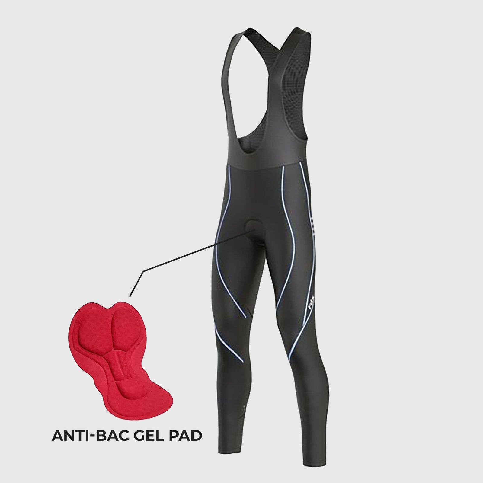 Fdx Mens Black & Blue Gel Padded Cycling Bib Tights For Winter Roubaix Thermal Fleece Reflective Warm Leggings - Divine Bike Pants