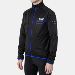 Fdx Mens Thermal Cycling Jacket Black & Blue Mens for Winter Casual Softshell Clothing Lightweight, Windproof, Waterproof & Pockets - Arch