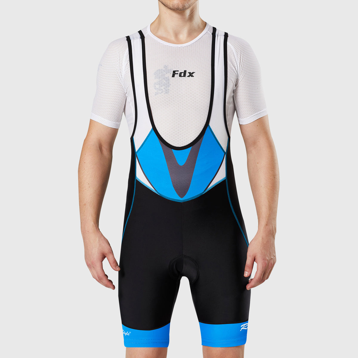 Fdx Mens Black & Blue Gel Padded Cycling Bib Shorts For Summer Best Outdoor Road Bike Short Length Bib - Velocity