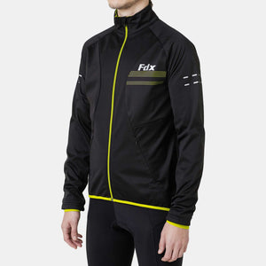 Fdx Winters Cycling Jacket for Mens Black & Fluorescent Casual Softshell Clothing Lightweight, Windproof, Waterproof & Pockets - Arch