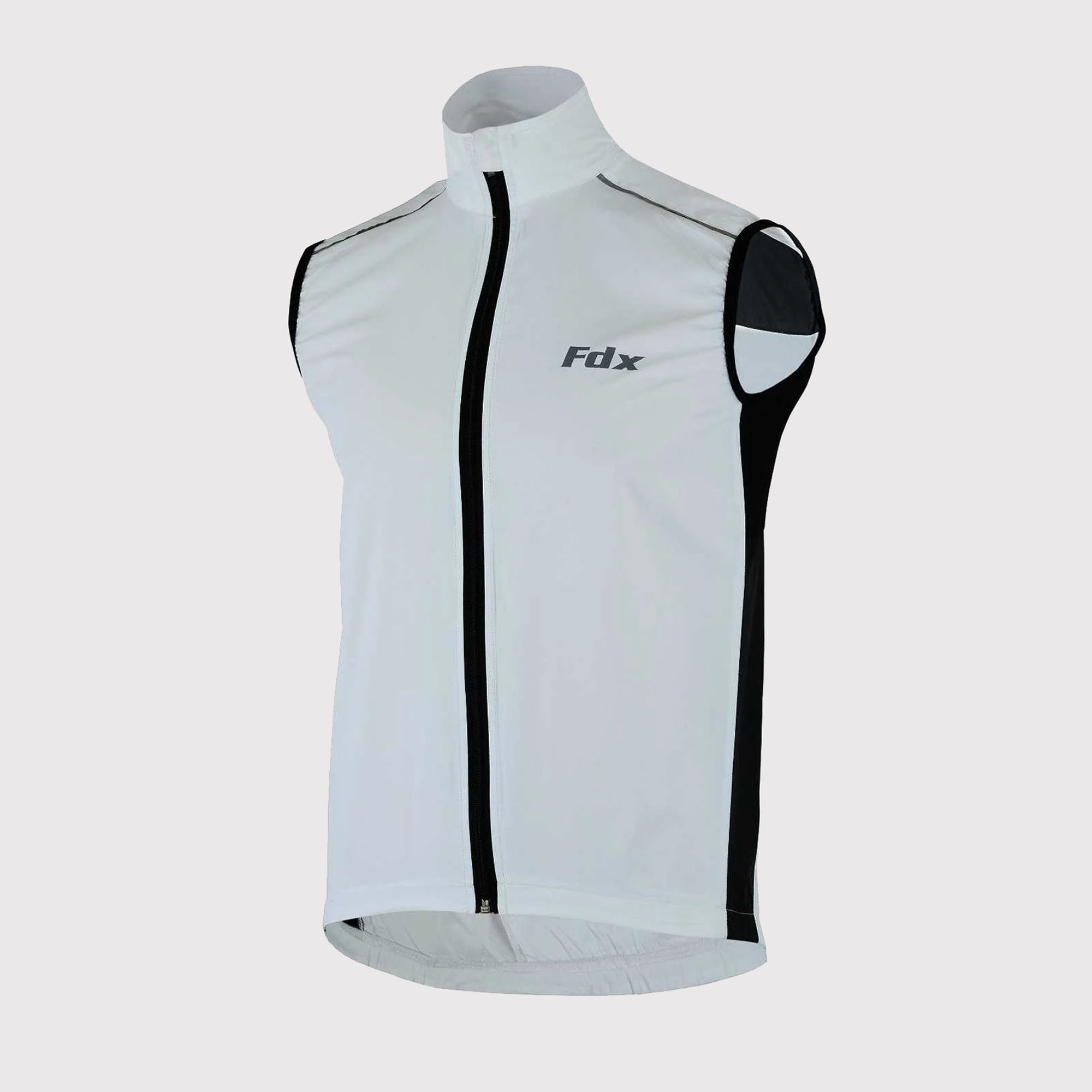 Fdx Men's Black & White Cycling Gilet Sleeveless Vest for Winter Clothing Hi-Viz Refectors, Lightweight, Windproof, Waterproof & Pockets - Dart