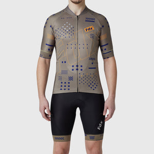 Fdx Short Sleeve Cycling Jersey & Gel Padded for Mens Green Bib Shorts Best Summer Road Bike Wear Light Weight, Hi-viz Reflectors & Pockets - All Day