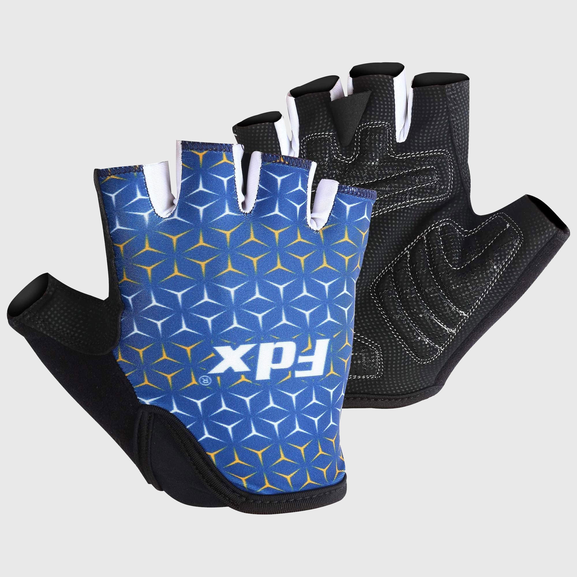 Fdx Black & Navy Blue Short Finger Cycling Gloves for Summer MTB Road Bike fingerless, anti slip & Breathable - Vega