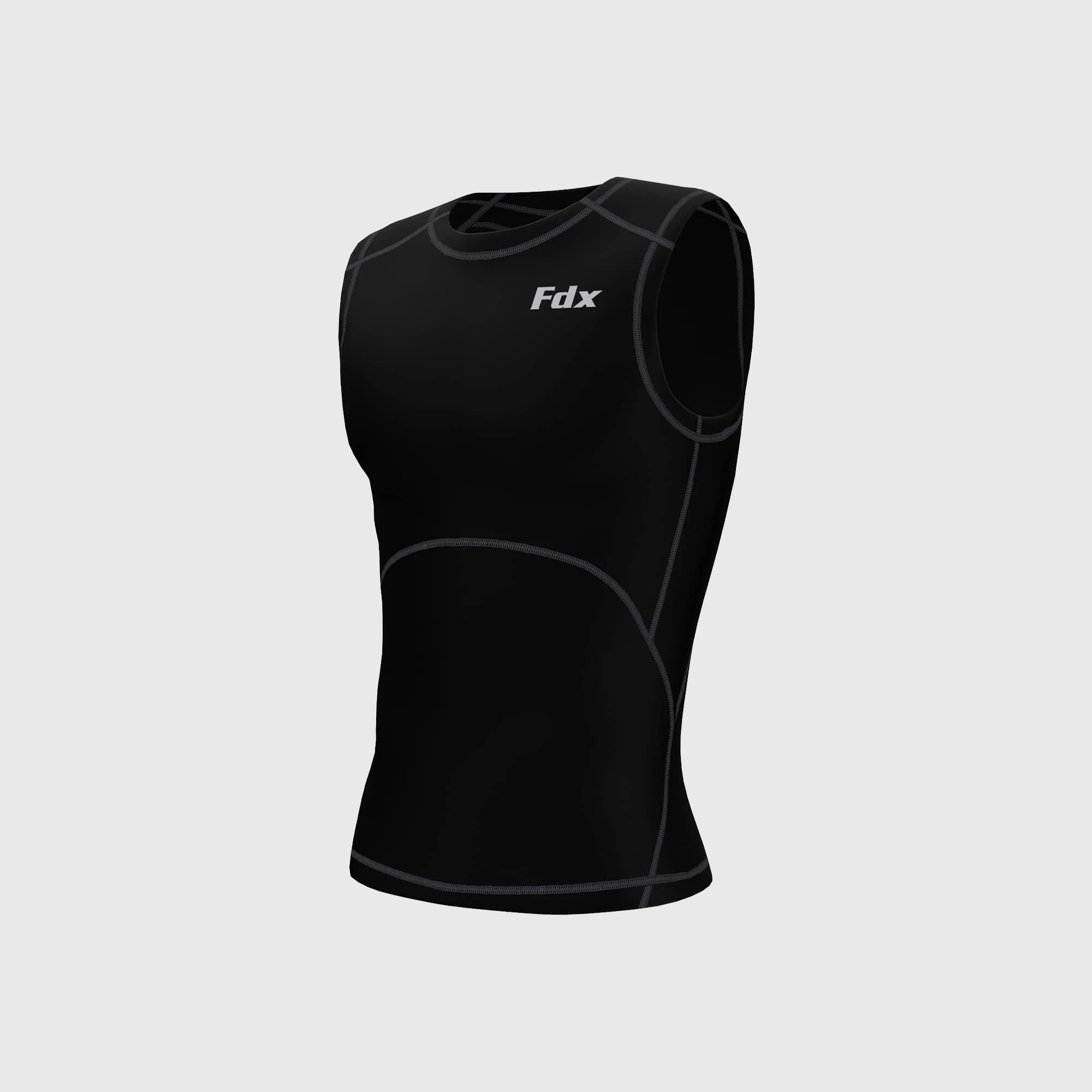 Fdx Mens Grey Sleeveless Compression Top Running Gym Workout Wear Rash Guard Stretchable Breathable Baselayer Shirt - Aeroform