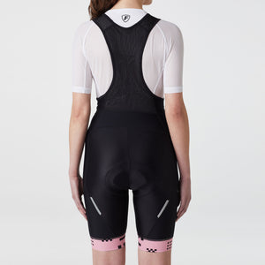 Fdx Women's Tea Pink & Black Short Sleeve Cycling Jersey & Gel Padded Bib Shorts Best Summer Road Bike Wear Light Weight, Hi viz Reflectors & Pockets - All Day