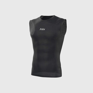Fdx Mens Black Half Sleeveless Mesh Compression Top Running Gym Workout Wear Rash Guard Stretchable Breathable - Aeroform