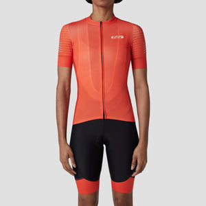 FDX Orange Women's Short Sleeve Cycling Jersey & Gel Padded Bib Shorts Best Summer Road Bike Wear Light Weight, Hi viz Reflectors & Pockets Sport & Outdoor - Essential