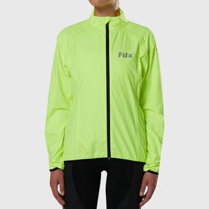 Fdx Women's Fluorescent Yellow Cycling Jacket for Winter Thermal Casual Softshell Clothing Lightweight, Shaverproof, Packable ,Windproof, Waterproof & Pockets