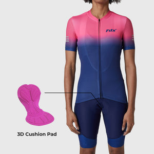 Fdx Womens Blue Cushion Padded Cycling Bib Shorts For Summer Best Outdoor Road Bike Short Length Bib - Duo