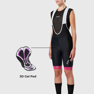 FDX Black & Pink Women's 3D Gel Padded Summer Cycling Bib Short Lightweight, breathable & Quick Dry hot season cycling Pent & Pocket - All day