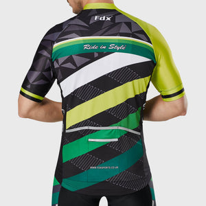 Fdx Mens Hot Seasons Reflective Yellow & Black Short Sleeve Cycling Jersey for Summer Best Road Bike Wear Top Light Weight, Full Zipper, Pockets & Hi-viz Reflectors - Equin