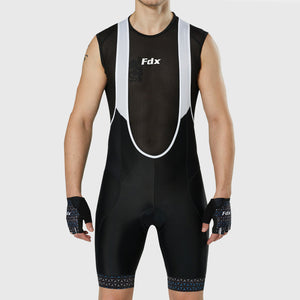 Fdx Mens Black Short Sleeve Cycling Jersey & Gel Padded Bib Shorts Best Summer Road Bike Wear Light Weight, Hi-viz Reflectors & Pockets - Vega