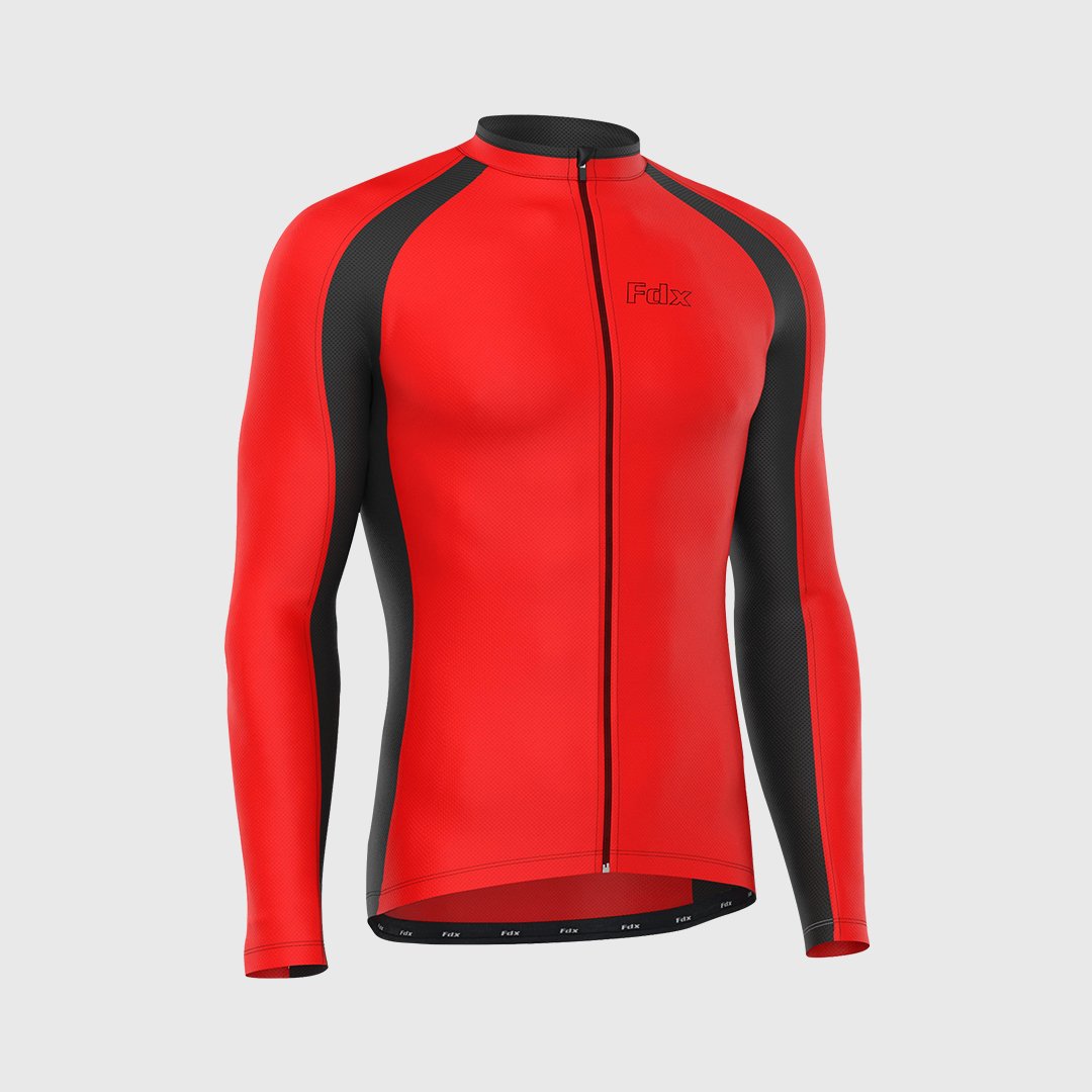 Fdx Transition Men's Long Sleeve Winter Cycling Jersey Red FDX