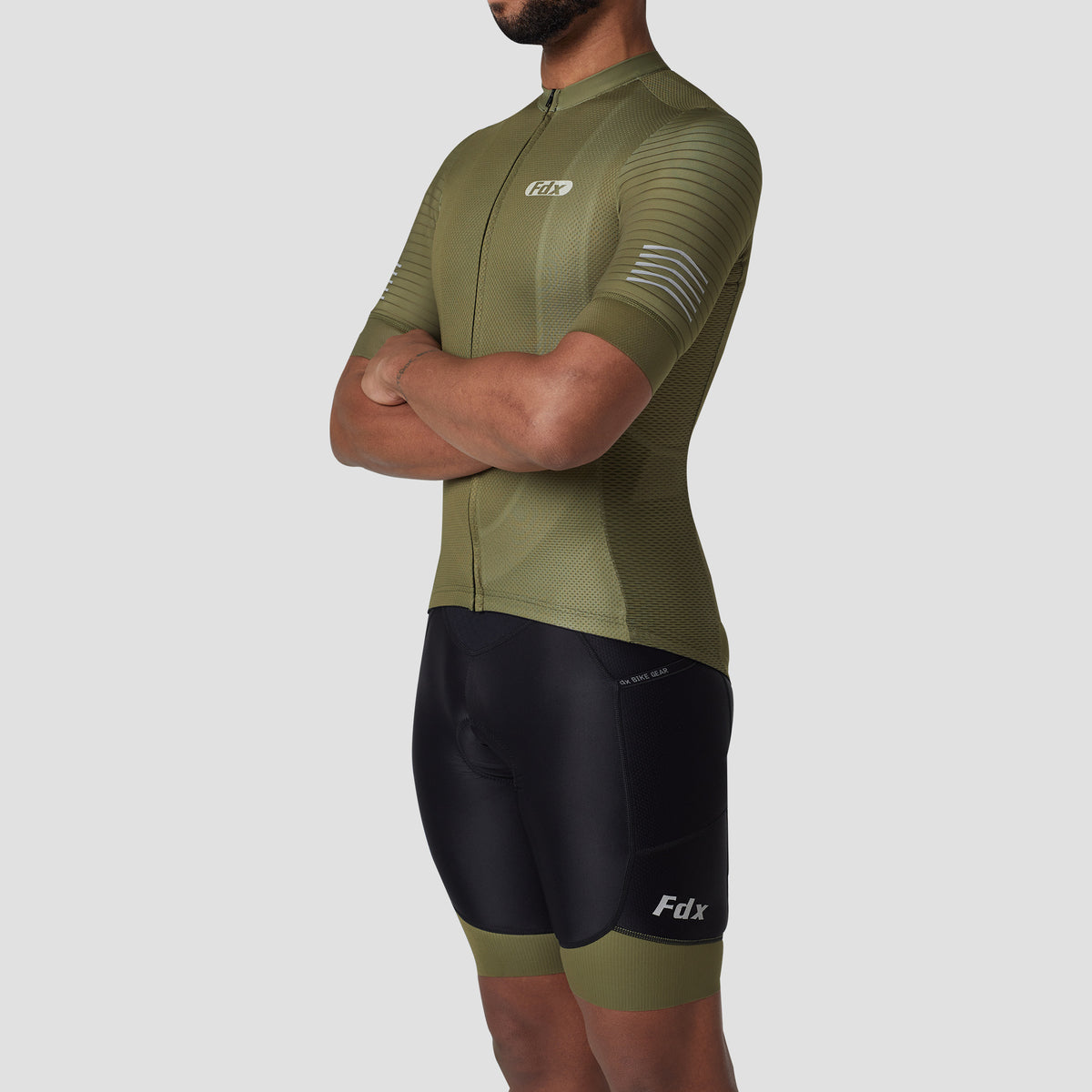Fdx Essential Men's Green Set Summer Cycling Jersey & Bib Shorts