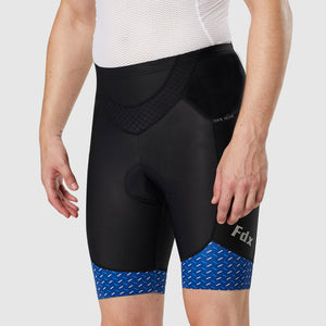 Fdx Men's Black & Blue Cycling Shorts Summer Gel Padded Lightweight Breathable Fabric Hi Viz Reflectors Pocket Leg Gripper Cycling Gear UK 