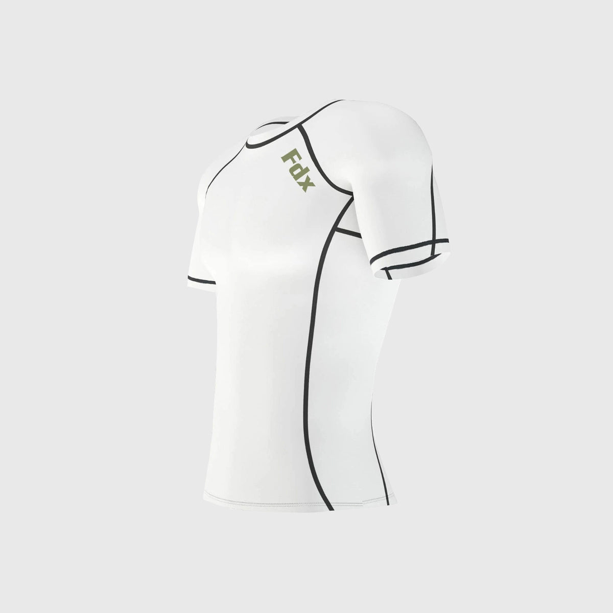 Fdx Compression Short Sleeve Top for Mens White Running Gym Workout Wear Rash Guard Stretchable Breathable - Cosmic