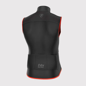 Fdx Cycling Gilet Sleeveless Vest for Men's Black & Red Winter Clothing Hi-Viz Refectors, Lightweight, Windproof, Waterproof & Pockets - Stunt