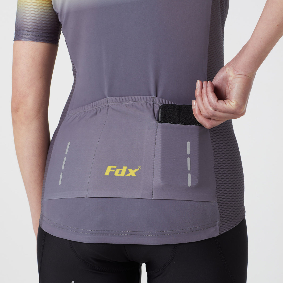 Fdx Womens Yellow & Grey Short Sleeve Cycling Jersey & Gel Padded Bib Shorts Best Summer Road Bike Wear Light Weight, Hi-viz Reflectors & Pockets - Duo