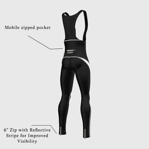 Fdx Breathable Mens Gel Padded Cycling Bib Tights Black & White For Winter Roubaix Thermal Fleece Reflective Warm Stretchable Leggings - Viper Bike Pants