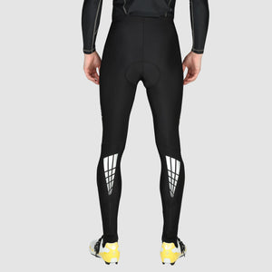 Fdx Mens Hi-iz Reflective Gel Padded Cycling Tights Black For Winter Roubaix Thermal Fleece Reflective Warm Leggings - Heatchaser Bike Long Pants