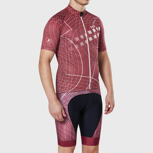 Fdx Short Sleeve Cycling Jersey & Gel Padded Bib Shorts for Mens Red Best Summer Road Bike Wear Light Weight, Hi-viz Reflectors & Pockets - Classic II