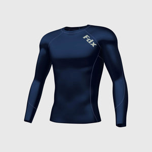 Fdx Breathable Compression Top for Mens Navy Blue Running Gym Workout Wear Rash Guard Stretchable Breathable - Thermolinx