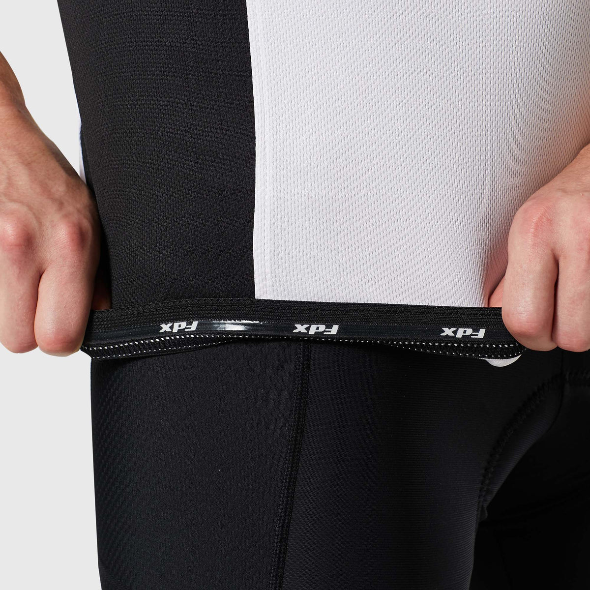 Fdx Mens 3/4 half zipped White & Black Short Sleeve Cycling Jersey for Summer Best Road Bike Wear Top Light Weight, Full Zipper, Pockets & Hi-viz Reflectors - Vertex